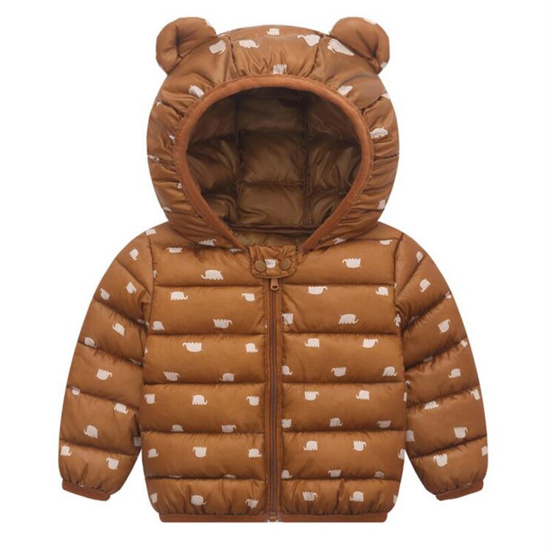 Jongens meisjes winter dons print kleding baby coole kleding voor 12m-5 jaar kinderen jongens en meisjes top: Bruin / 4t