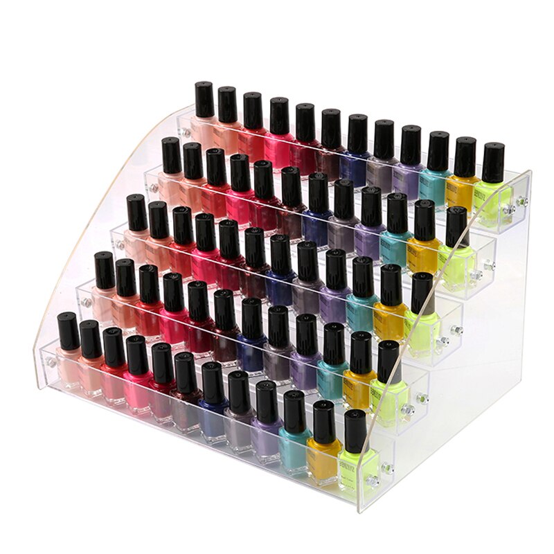 Acrylic Nail Polish Display Organizer 2-3-4-5-6-7 Layer Manicure Cosmetics Jewelry Display Stand Holder Clear Acrylic Makeup Box: 5 layer