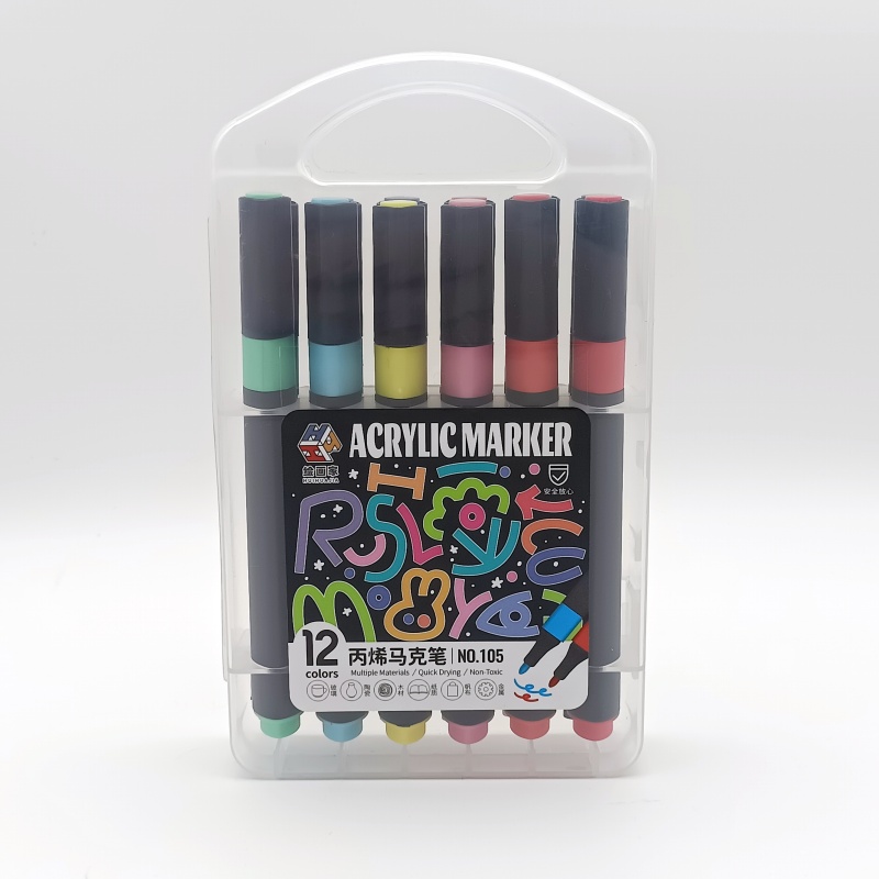 Marqueur acrylique 12 couleurs/18 couleurs/24 couleurs/36 couleurs/48 couleurs, fournitures d'art, stylos aquarelle peints à la main: YELLOW