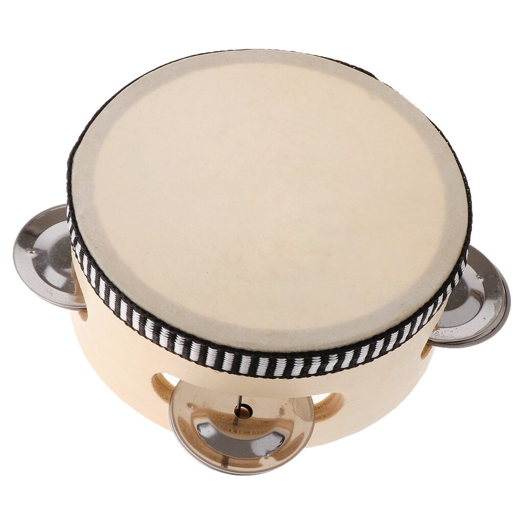 Tambourin En Bois 2 Pièces - 6 Et 8 Pouces Avec Maillets, Instrument Enfant Pour Fête Et école