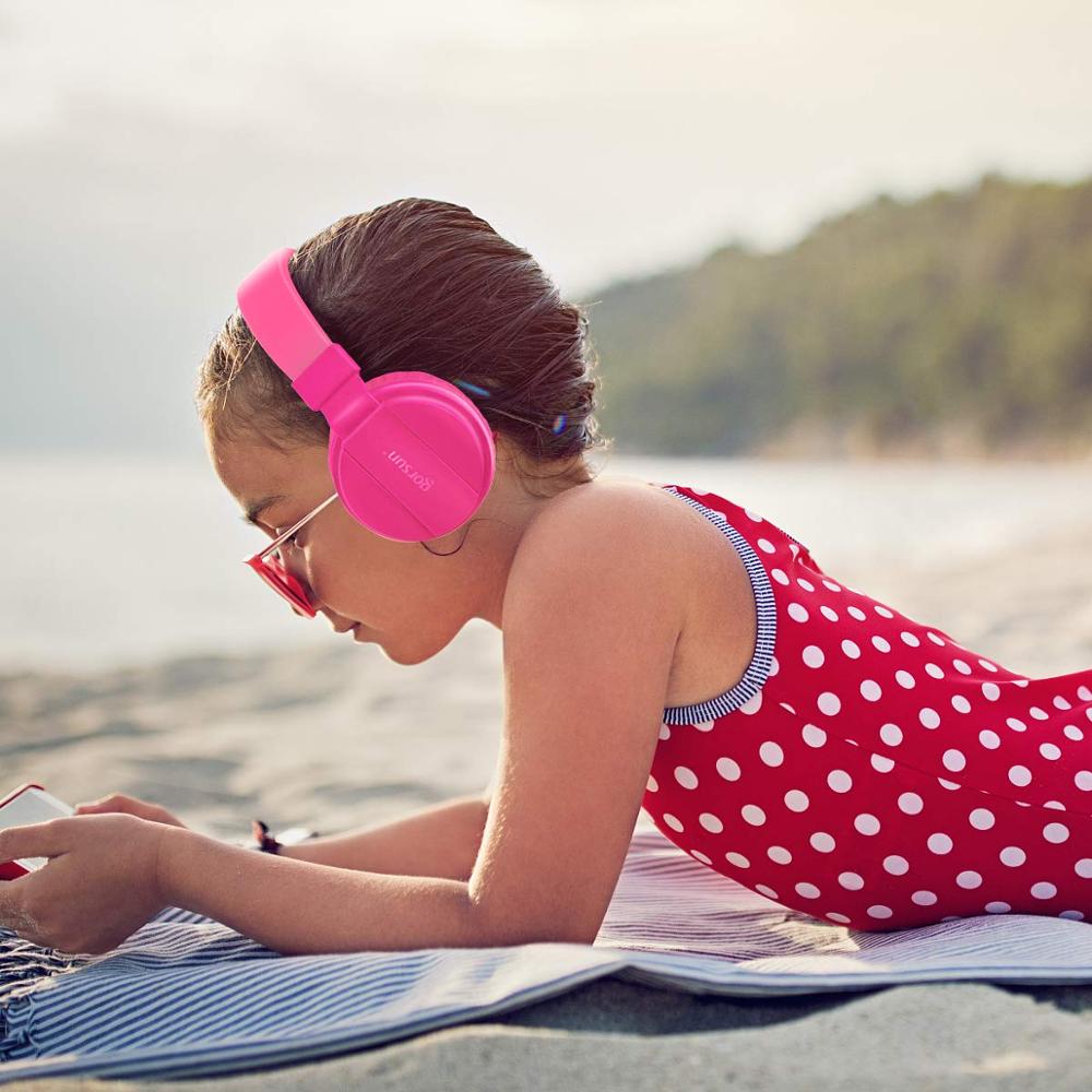 Bashörlurar, lätta stereo hopfällbara trådade hörlurar för barn justerbart huvudband headset för telefoner dator pc musik