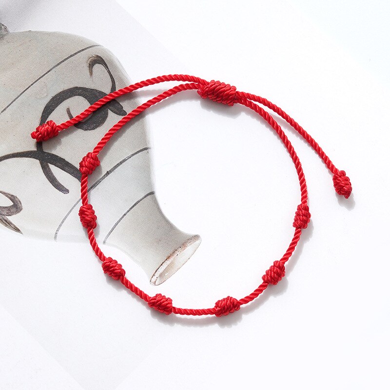 Simple 7 Knots Red String Bracelet for Protection Evil Eye Good Luck Amulet for Success and Prosperity Friendship Bracelet