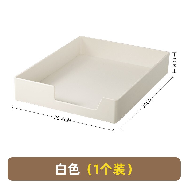 1pcs Desktop File Tray Organizer Document Paper Organizer Rack Plastic Book Shelf Storage Holder Office Stationery Storage Box: white-1pcs