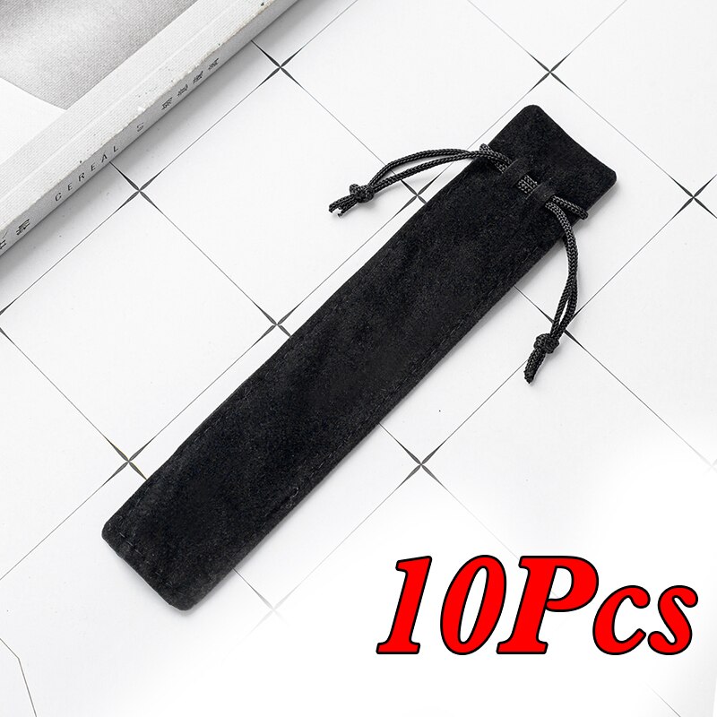 Pencil Case Multicolor Double-sided Thick Flannel Pencil Case Pen Packaging Bag: Black 10pc