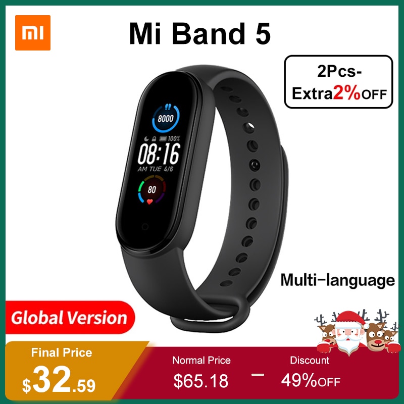 Xiaomi Mi Band 5 Global Versie Smart Armband 4 Kleur Amoled Screen Smartband Fitness Tracker Bluetooth Sport Band 5 Waterdicht