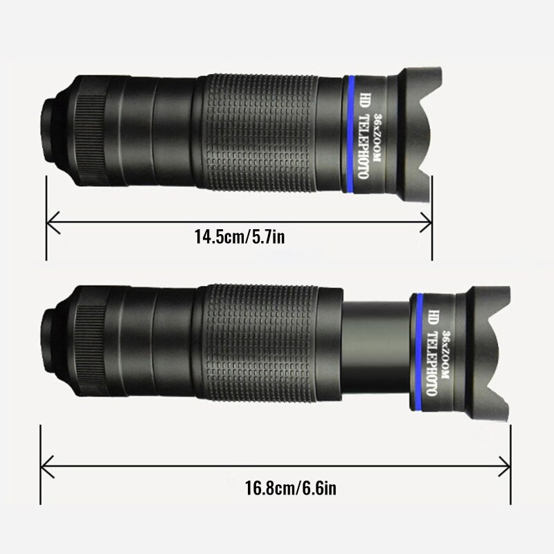 36X Phone Telephoto Lens High-power High-definition Telescopic Focusing Cell Phone External Camera Lens Set for Any Smartphones