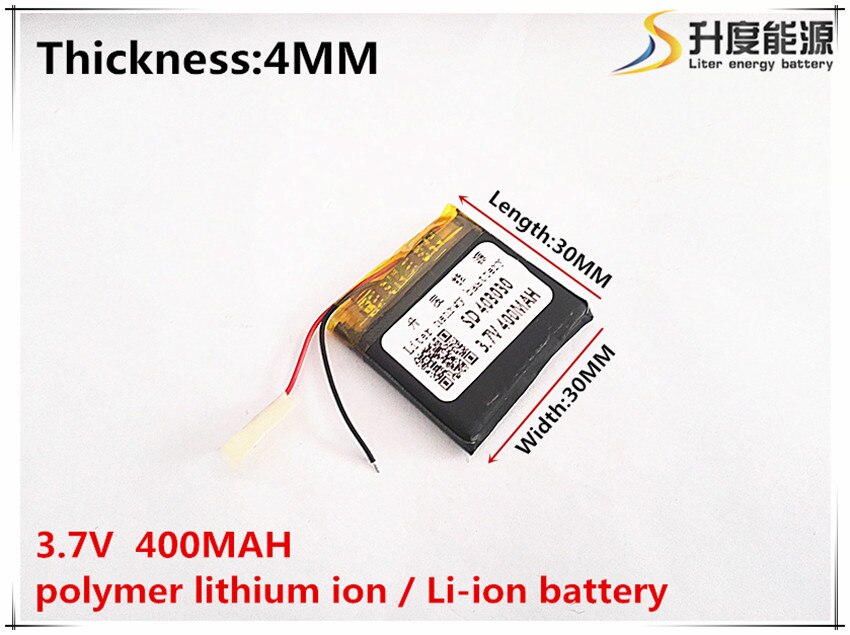 2 stück [sd] 3.7v,400 mah, [ 403030 ] polymer-lithium-ionen-/li-ionen-akku für spielzeug, powerbank, gps-gerät, ,mp3,mp4, , lautsprecher