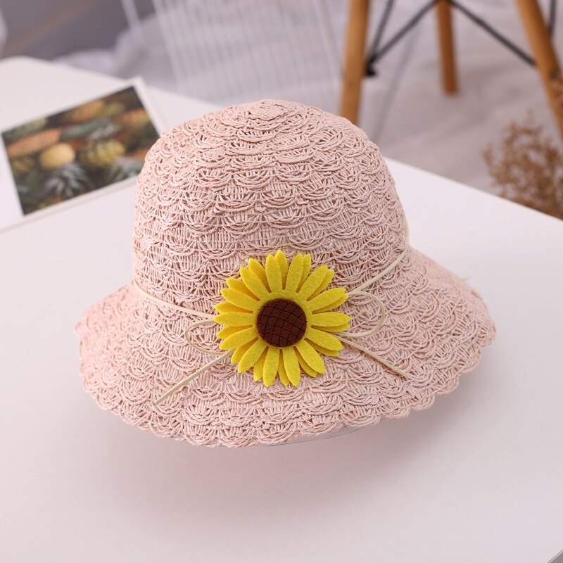 2 sztuk dziecko słonecznik kapelusz na lato słomkowy kapelusz z torebka dla dzieci chłopiec dziewczyny osłona przeciwsłoneczna ochrona przed promieniowaniem UV Panama kapelusz gorras: Różowy