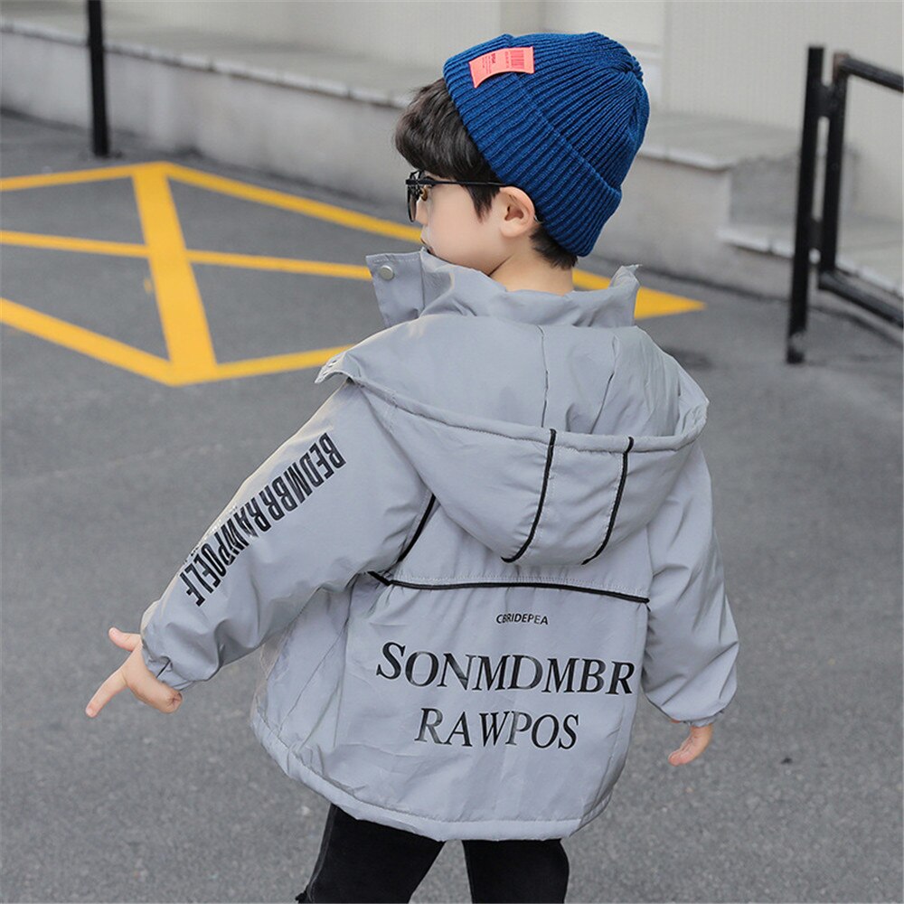 Benemaker Winter Jacket Boys Girls For Reflective Windbreaker Baby Clothes Children Clothing Kids Hooded Warm Coat CX053