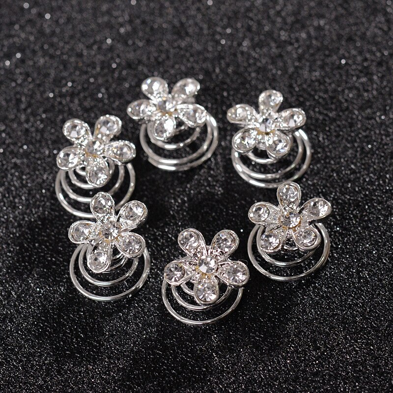 12 sztuk Bridal na ślub bal kryształ kwiatowa do włosów szpilki Swirl Spiral Twist Snowflake szpilka akcesoria klips Tiara stroik biżuteria: J