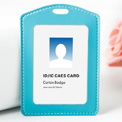 Price Soft PU Leather ID Card Holder Horizontal/Vertical Without Lanyard, for Students/Business/Staff,: V Light Blue