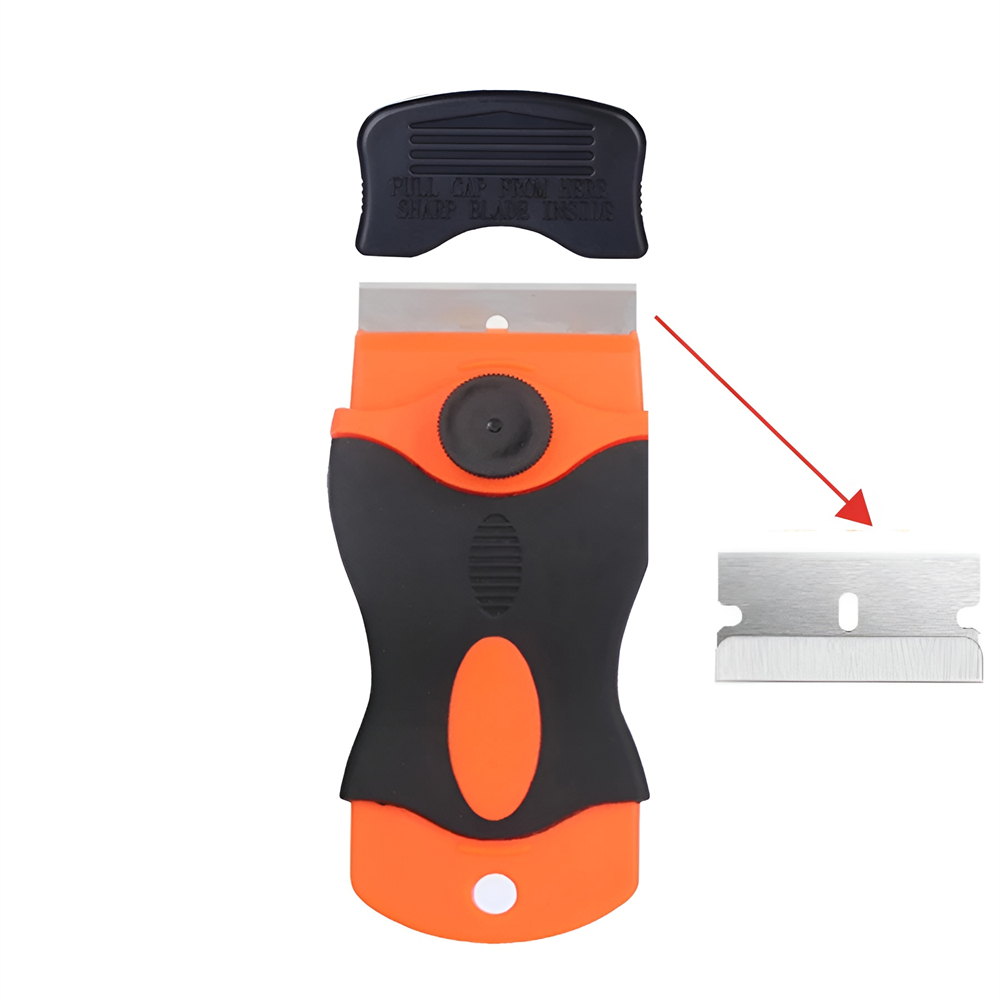 Razor Blade Scraper Double Edge Razor Scraper Remover Tool with Razor Blades for Labels Stickers Decals Removal Tint Vinyl: Dark Grey