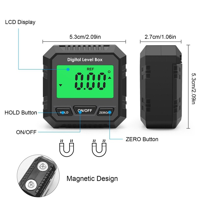 Digital Protractor Inclinometer Level Meter Goniometer Measuring Inclinometer 90 Degree Display Inclinometer