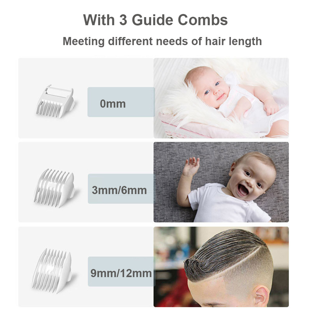 2022 Vacuüm Baby Tondeuse Cordless Tondeuse Voor Kinderen Lage Noise IPX7 Waterdicht Ingebouwde Batterij Met 3 gids Kammen