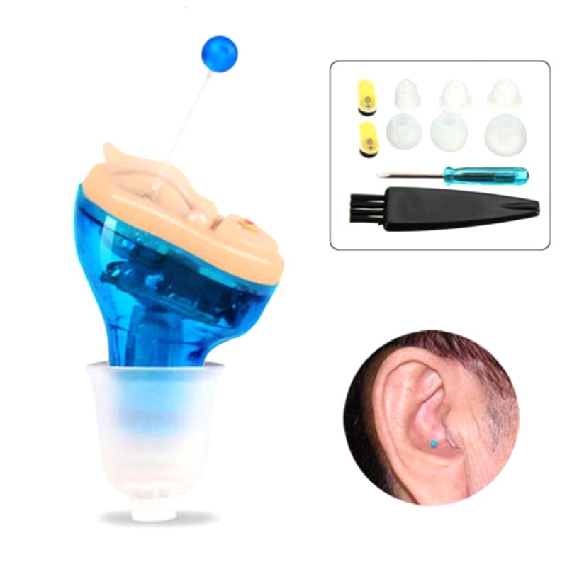 Mini usynligt høreapparat in-ear lydforstærkerforstærker: Blå