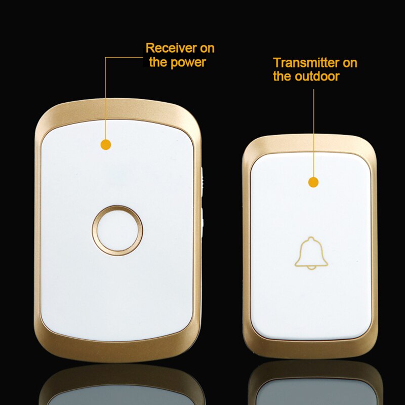 Wireless Doorbell Ac 110-220V Smart Digital Waterproof Push Button Doorbell 36 Melody 4 Volume Cordless Door Ring Us Plug