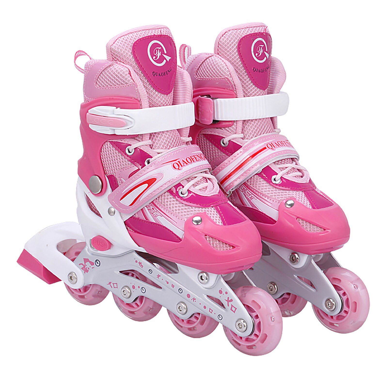 Rollschuhe rollschuhe stehen räder Rollschuhe üSpund Wohnung skaten Schuhe Schiebe Inline Turnschuhe 4 räder 1 Reihe Linie Ich bin Freien: Rosa / 3841
