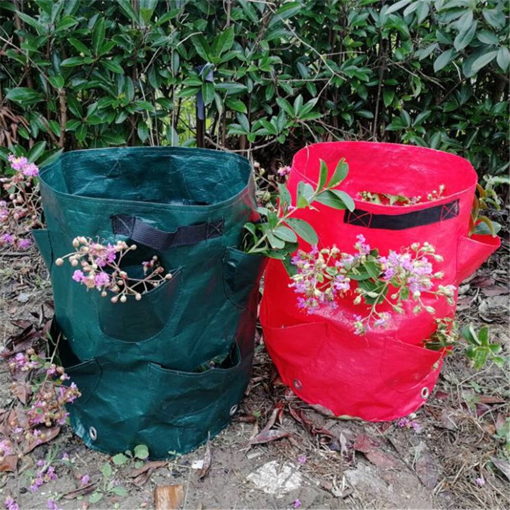 2 Pack 10 Gallon Strawberry Planting Bags PE Flower Growing Climbing Plants Vegetables Strawberry Planter Container with Handle