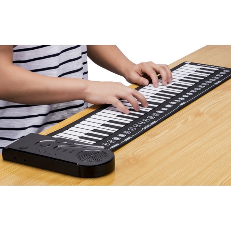 49 tangenter digitalt tangentbord piano bärbart flexibelt silikon elektroniskt rullpiano barnleksaker inbyggd högtalare