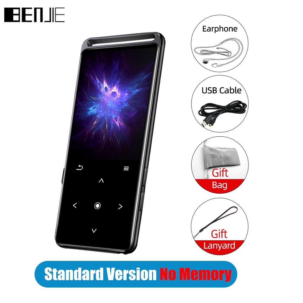 Benjie Mini Hifi Spelers Met Bluetooth 5.0 Smart Touch Screen Audio Muziekspeler Draagbare Fm Radio Ebook Voice Recorder Walkman: NO memory Black