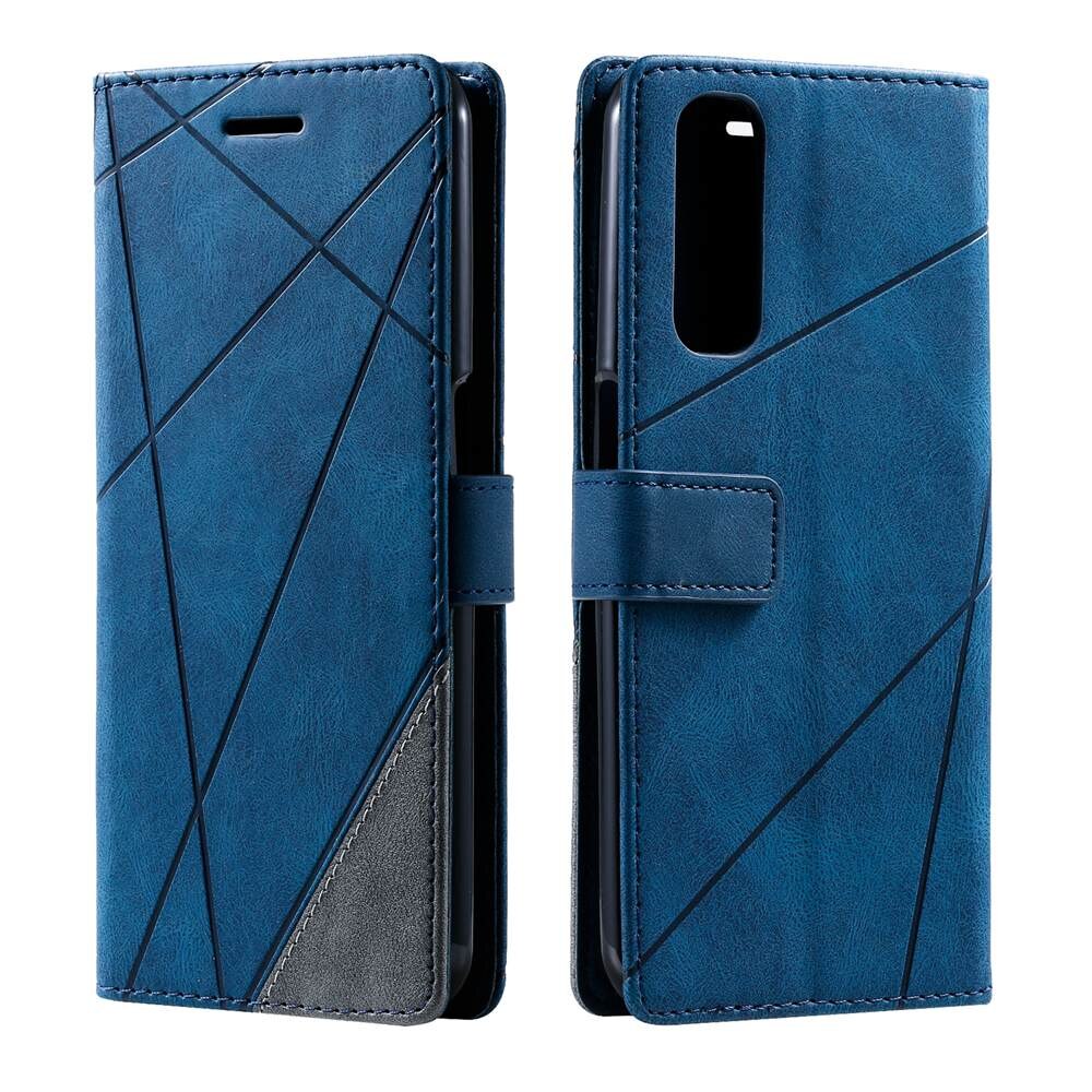 Realme 7 Cover Stand Zakelijke Telefoon Holster Voor Oppo Realme 7 RMX2155 6.5 Inch Streep Portemonnee Ruit Case Cover Coque