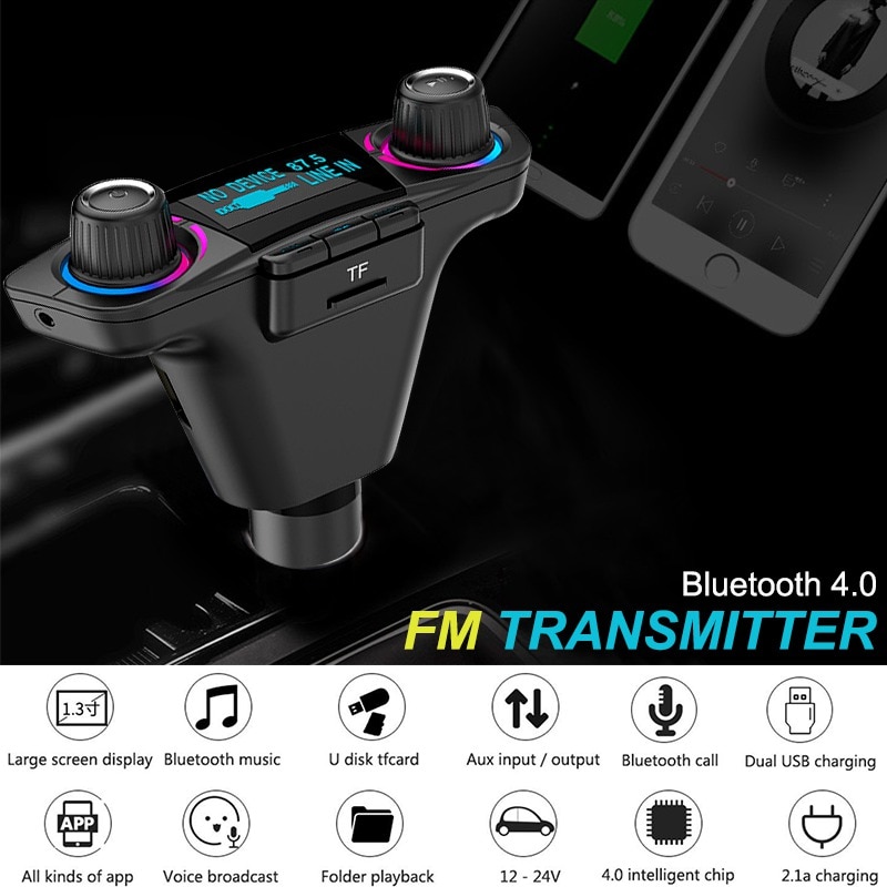 VicTsing BT06 FM Bluetooth 4.0 Transmitter MP3 Player Handsfree Bluetooth Car Kits Radio Audio Adapter with Double Charging Port