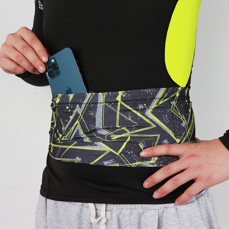 Riñonera ligera para correr para hombre y mujer, cinturón deportivo para teléfono móvil con bolsa oculta, bolsas de gimnasio, riñonera para correr: Yellow-M