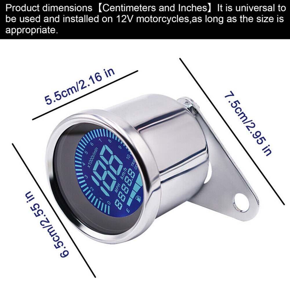 LCD Digital MPH KM/H Motorcycle Moped Odometer Speedometer Tachometer Gauge Motorcycle modified LCD Instrument