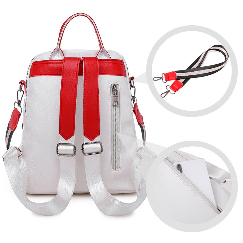 Backpack Women Soft Leather Backpack Female White Travel Back Pack School Backpacks for Girls Sac A Dos