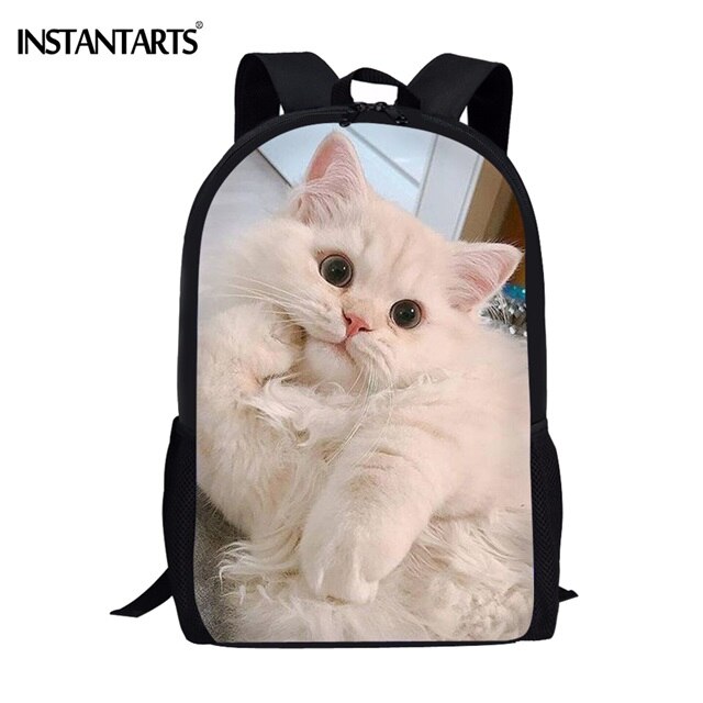 Instantarts kat humor 3d tryk børn skoletasker drenge piger studerende rygsæk lynlås stor taske crossbody taske blyant taske sæt: Hmc 387c