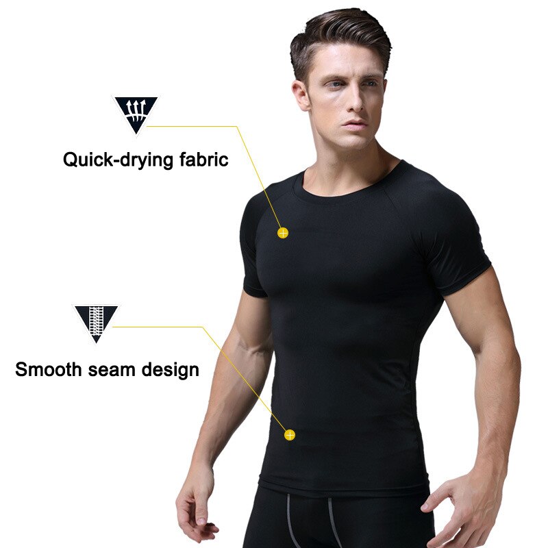 Fitnesströjor för män snabbtorkande tunn t-shirt med kort ärm och andas för basketlöpning
