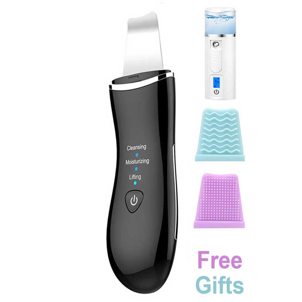 InFace Ultrasound Ion Skin Cleanser Facial Blackhead Pore Cleaner Peeling Shovel Massage Face Health Care Skin Care: Black