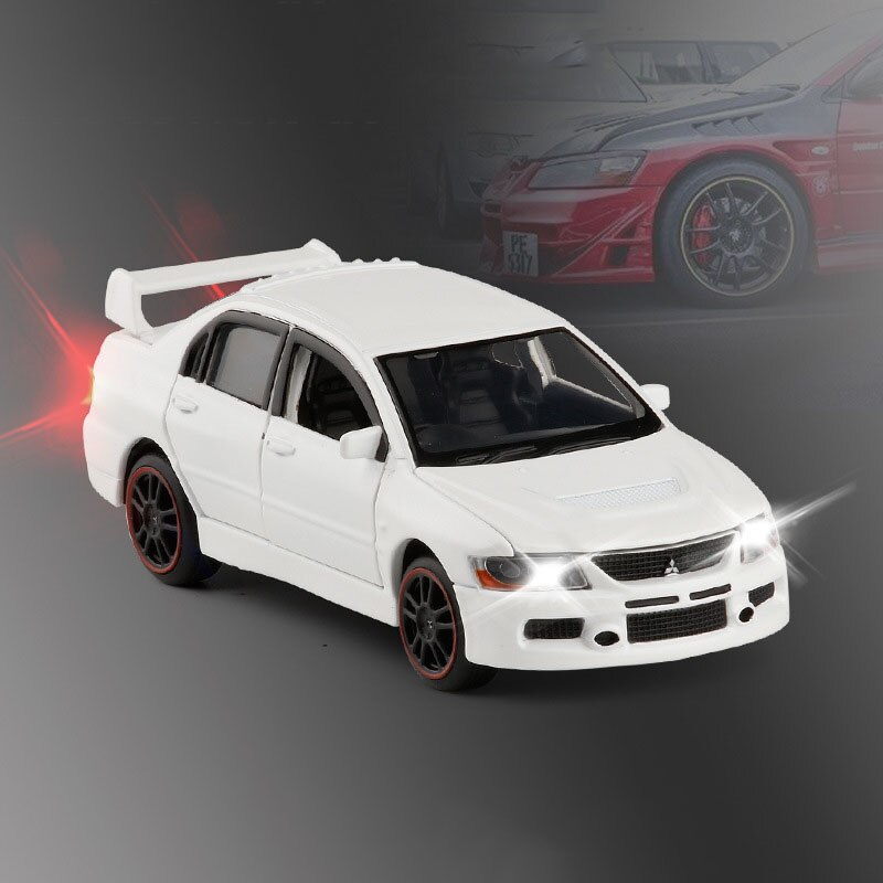 1/32 Mitsubishi EVO 9 IX Sports Cars Toy Alloy Die Cast Metal Casting Sound Light Model Toys Car For Collection: White