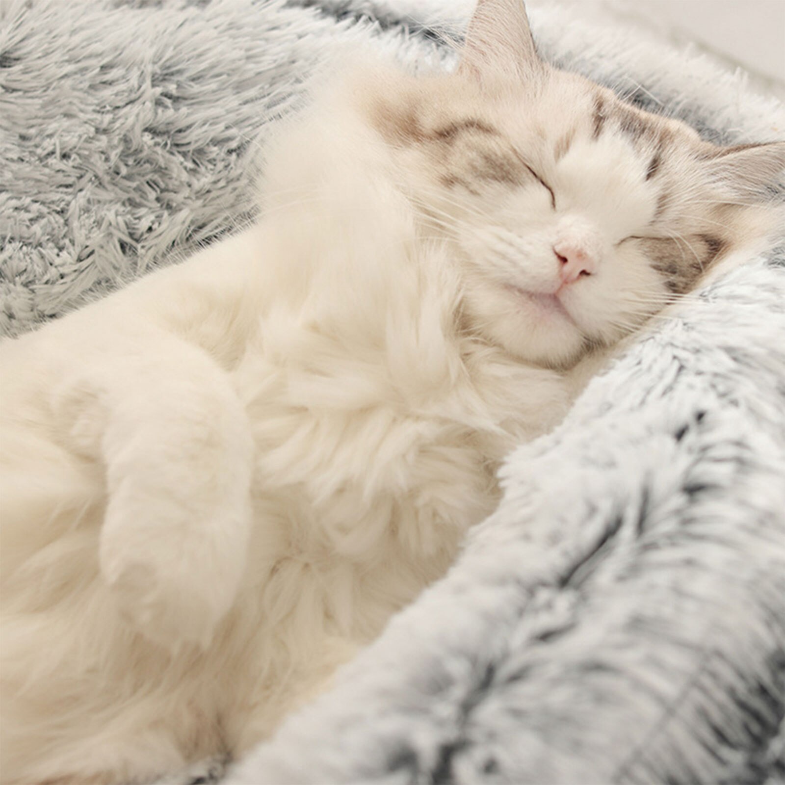 Soft Pet Dog Cat Bed Round Fluffy Cat Sleeping Basket Long Plush Warm Pet Mat For Small Dogs For Cats Nest 2 In 1 Cat Bed