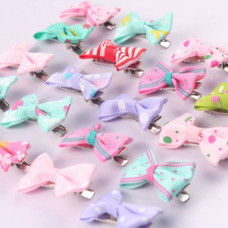40pcs/Pack Children Girl Mixed Color Bowknot Kids Baby Hair Clip Bow Pin Barrette Hairpin Ornament Accessories For Girls