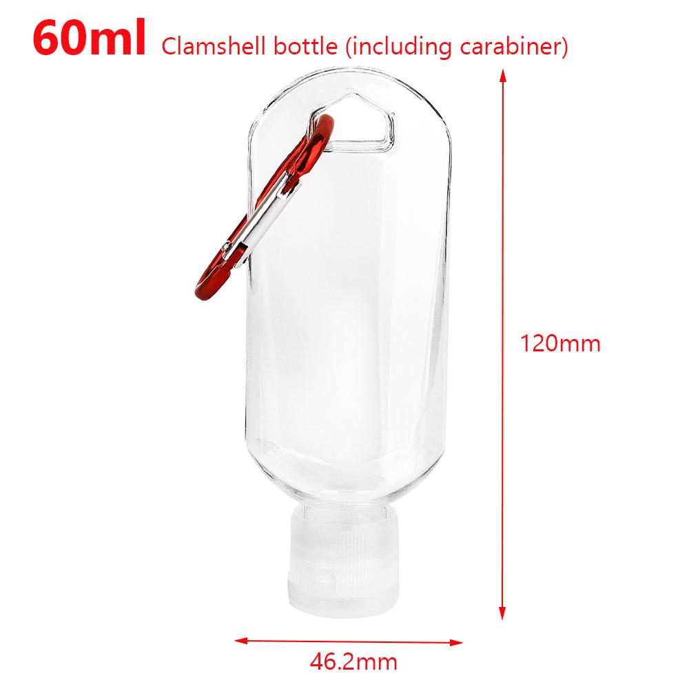 Disinfection Alcohol Portable Hook Key Ring Spray Bottle Transparent Hand Sanitizer Bottle Empty Bottle Lotion Sub-bottle: A 60ml