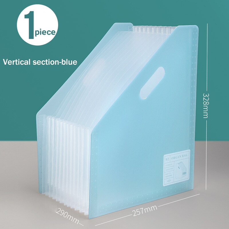 Orgel Map Opbergdoos 13-Layer Verticale Map Transparante Insert Orgel Zak Multi-layer Map Kantoor Opslag Briefpapier: blue