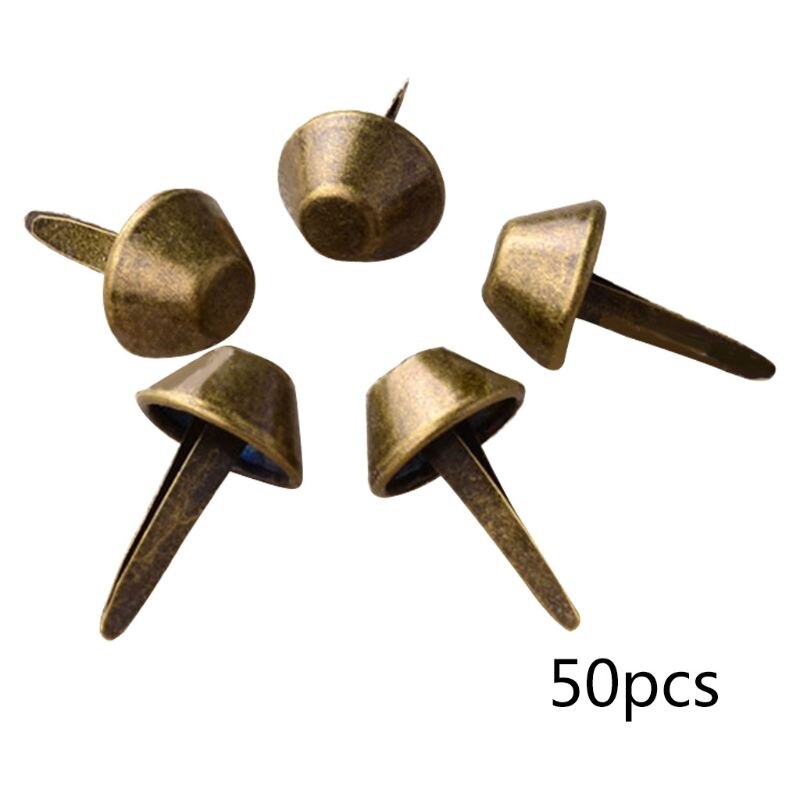 50Pcs Bag Purse Handbag Feet Nailheads Bottom Studs Nail Luggage Spike Rivets: bronze