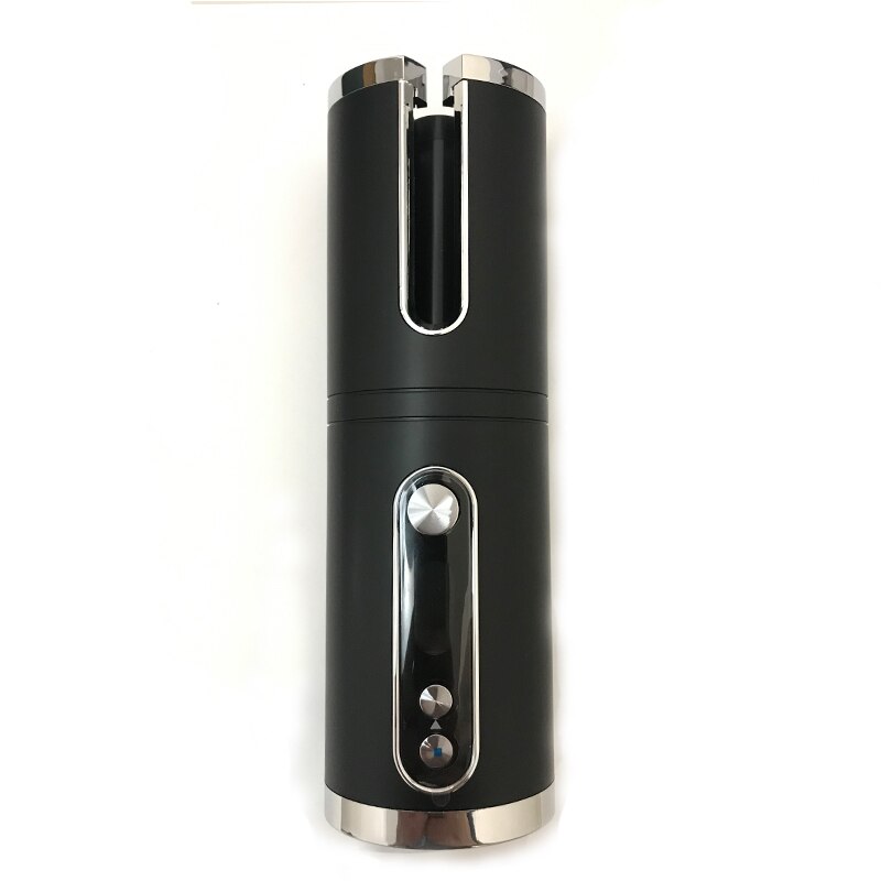 Rizador de pelo inalámbrico automático, plancha de cerámica giratoria, inalámbrica, recargable por USB, rizador Digital LCD: Gris oscuro