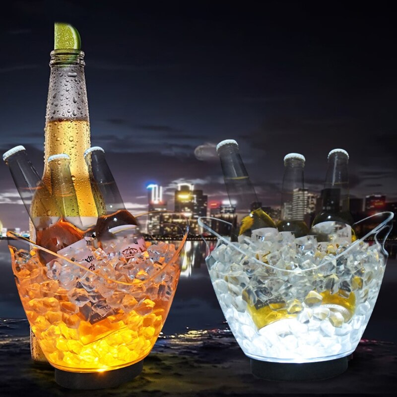 Barra de cubitera con luz LED gradiente de colores transparentes, recipiente para vino, vidrio, botella de cerveza, refrigerador de almacenamiento, cocina, herramientas al aire libre