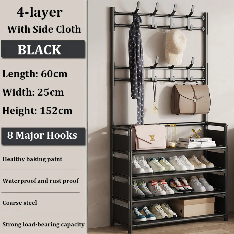 Zapatero de varios niveles, organizador de suelo, gabinete de almacenamiento para zapatillas, sombreros, abrigos, dormitorio, hogar, multifuncional, ahorro de espacio: Gris claro