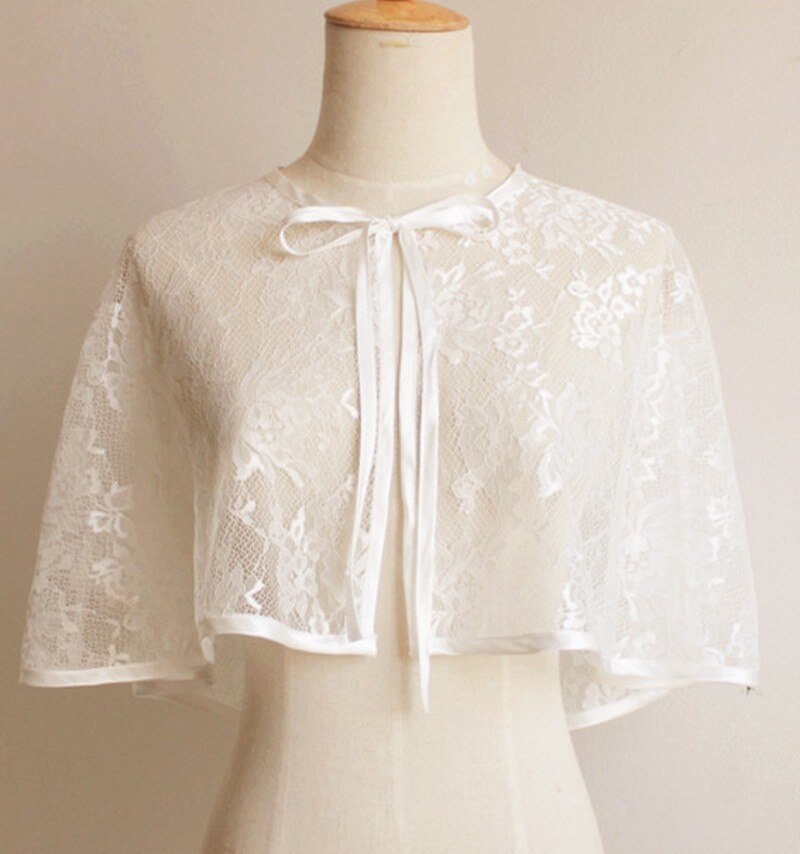 Bolero de encaje verde y rojo para mujer, vestidos de de noche, chales de , encogimiento de hombros: Beige