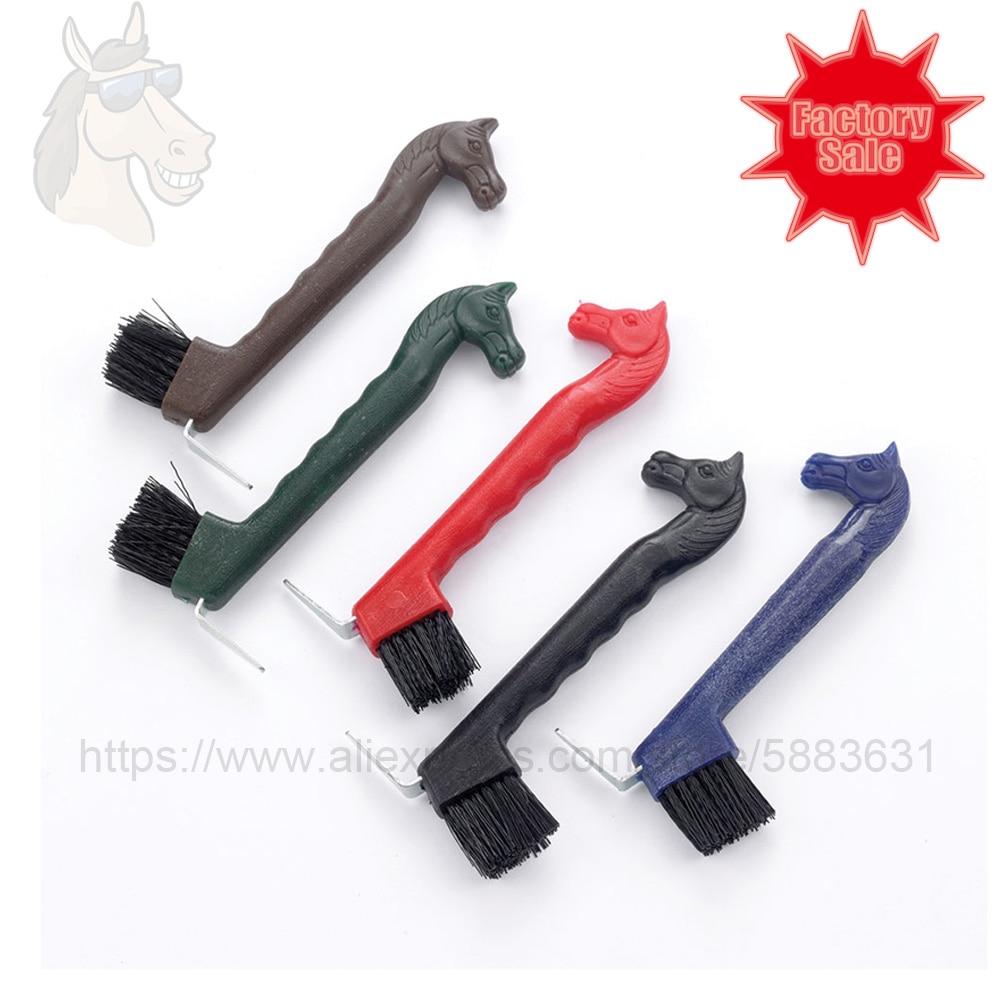 Hoof pick con cepillo para cabeza de caballo, herramienta de limpieza con empuñadura de plástico, 1018x8cm, para cuidado de caballos, venta directa de fábrica, 17, 19,5