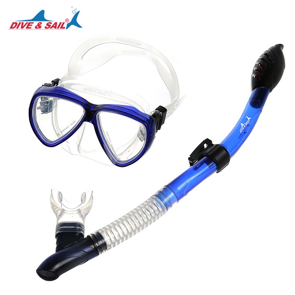 Skuba Diving Mask Snorkel Anti-Fog Goggles Set Diving Glasses with Dry Snorkel Tube Diving Equipment