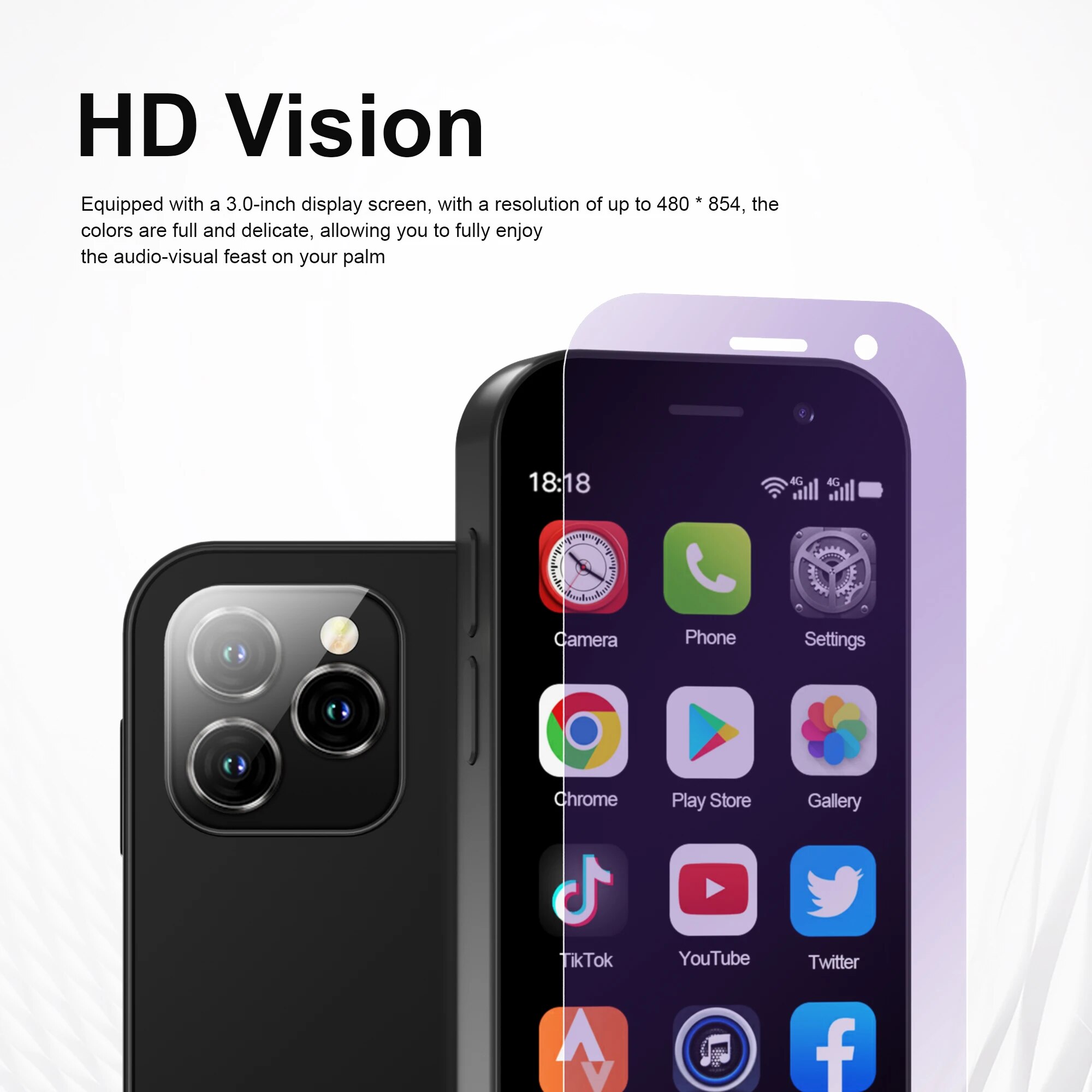 SERVO KING8000 Mini smartphone di rete cellulare 4G Android 10.0 2 GB + 16 GB Display da 3 "Camera da 5 MP Doppia SIM con Play Store WhatsAPP