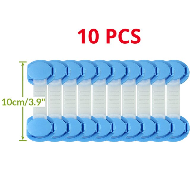 10Pcs/Lot Baby Children Kids Safety Care Plastic Cabinet Protect Locks Drawer Cabinet Lock Long Style Safety Lock Fridge Cabinet: 10cm Blue