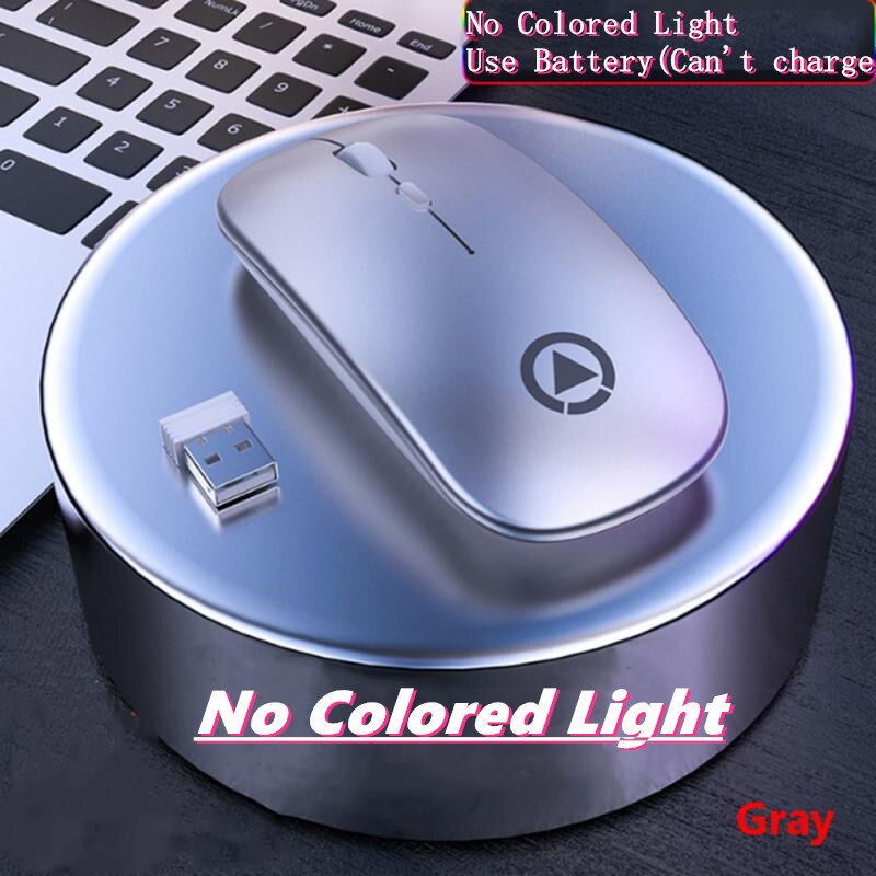 Ratón inalámbrico con batería ergonómica para PC, Mouse óptico con USB, Mini ratones silenciosos, silencioso para ordenador portátil de 2,4 Ghz: Gris