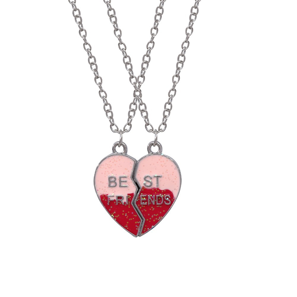 Paar Roze Blauw Hart Gebroken Beste Vrienden Ketting Hanger Ketting BFF Vriendschap Leuke Sieraden Cadeaus Voor Kinderen 2 stks/set: Blue White Zinc Plated