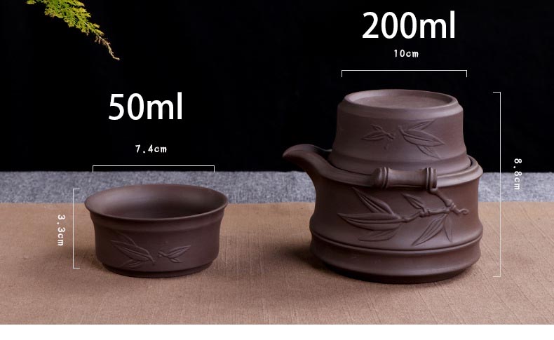 Utomhusläger bärbar snabbkopp kinesisk traditionell keramik yixing lila lera 1 tekanna 2 koppar med 1 bambubricka 1 åkpåse