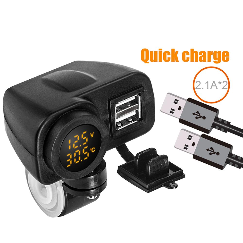 Chargeur double USB pour moto, affichage numérique, voltmètre, thermomètre pour téléphone portable